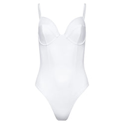 one-piece bustier swimsuit in white 