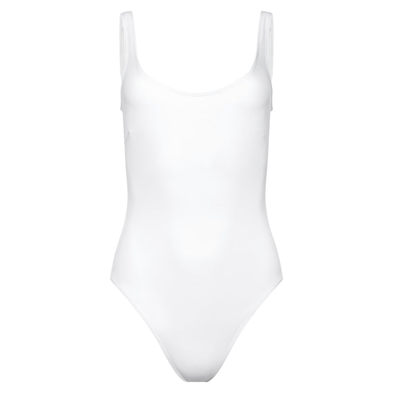 classic one-piece swimsuit in white