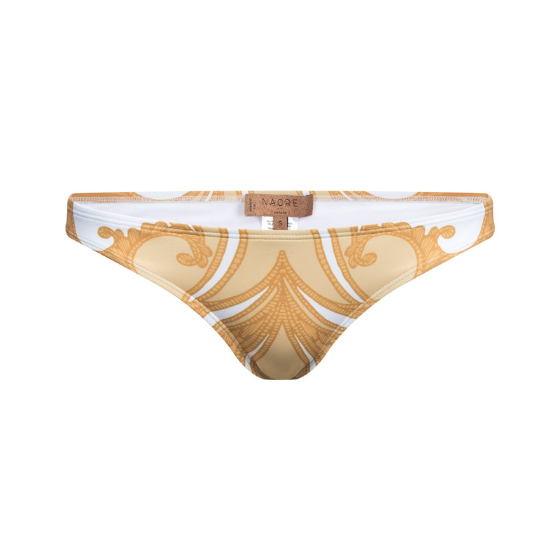 Brazilian bikini bottom gold paisley print
