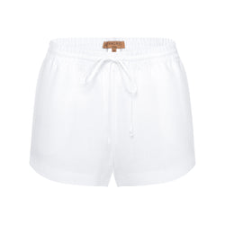 women linen shorts in white