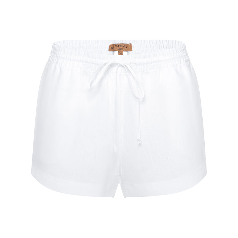 women linen shorts in white