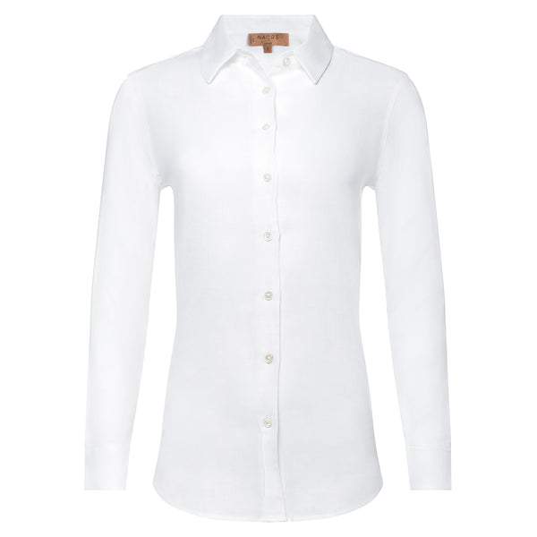 women linen shirt in white