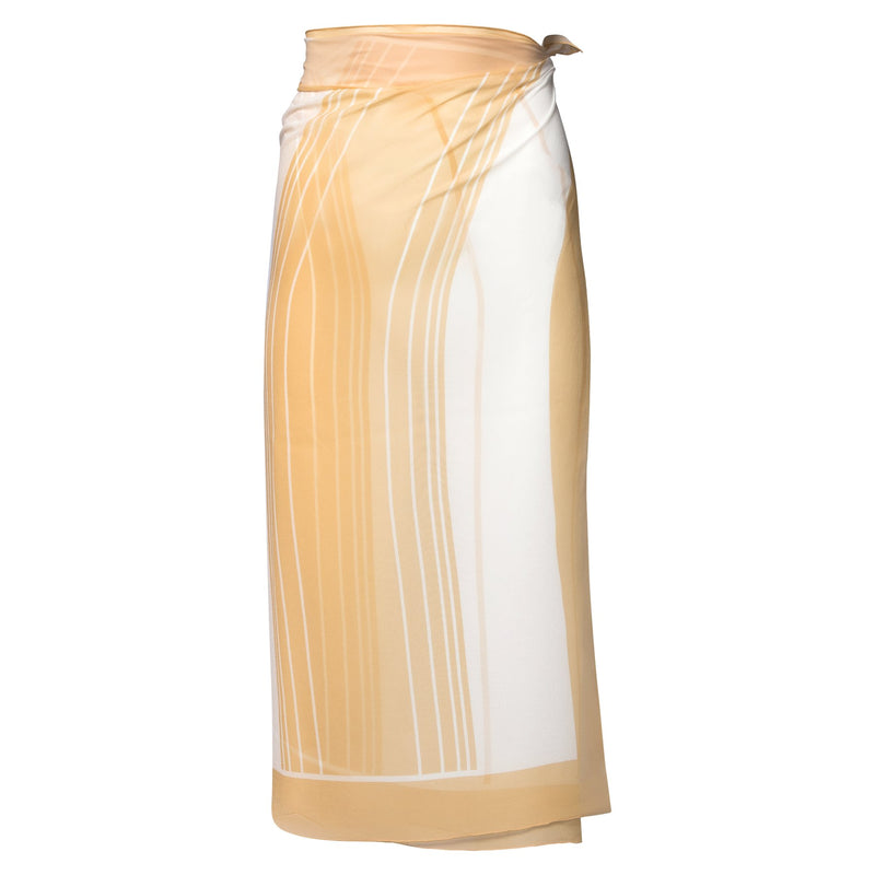 silk georgette beach pareo in yellow and white stripes