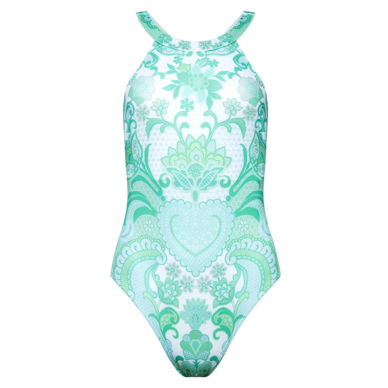 olympic one-piece swimsuit in an emerald print 