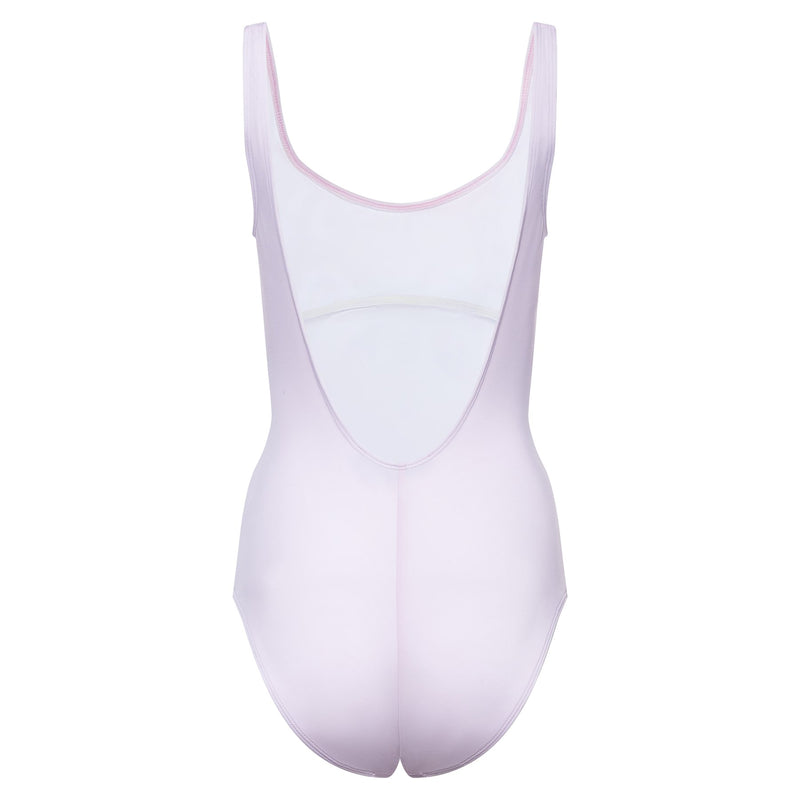 classic one-piece swimsuit with a scoop back in lavender