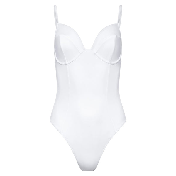 one-piece bustier swimsuit in white 