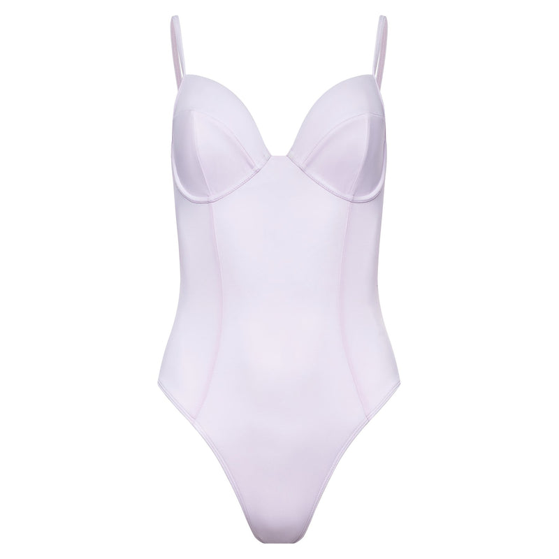 one-piece bustier swimsuit in lavender 