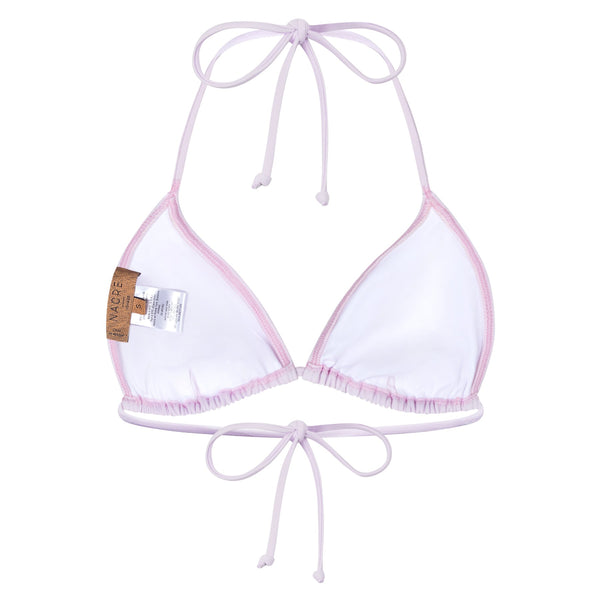 back of a classic triangle bikini top in lavender