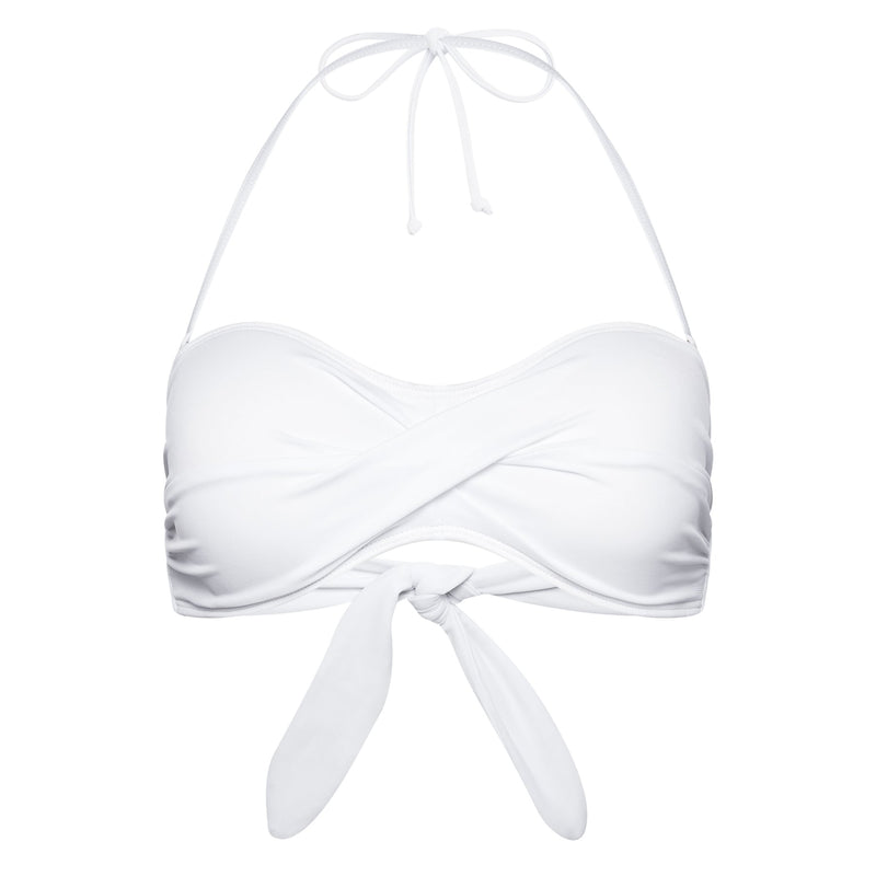 strapless bikini top with draped bust in white