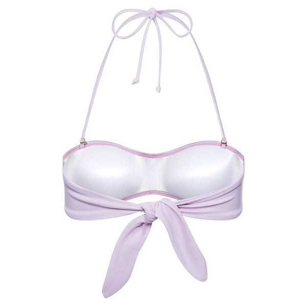 strapless bikini top knotted at the back in lavender