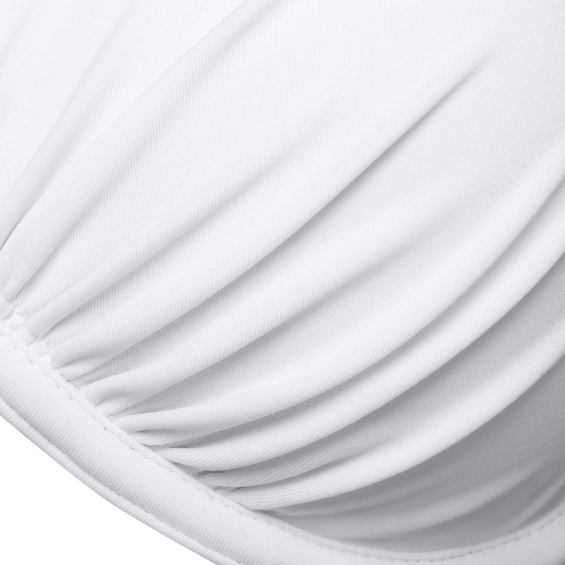 detail of a push-up bikini top in white